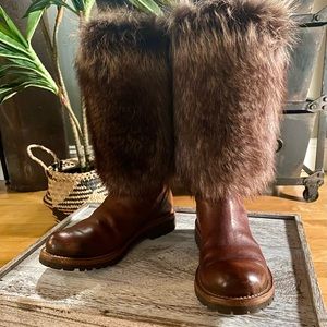 Brunello Cucinelli Luxe Brown Leather & Fur Boots // Size: 6